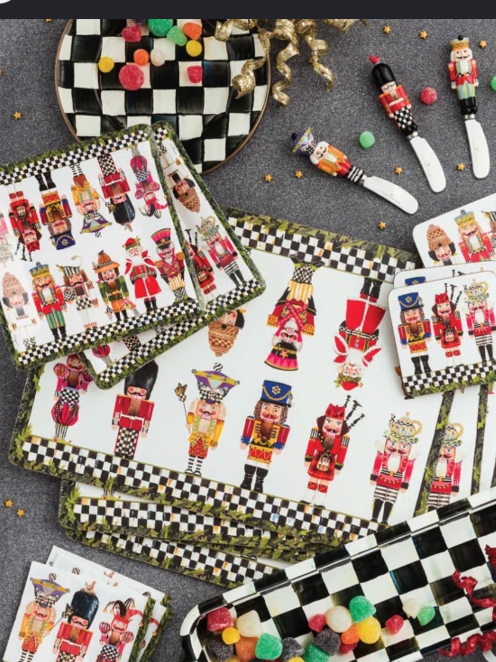 NIP Mackenzie Childs Nutcracker Brigade Dessert Paper Plates 10 Pack